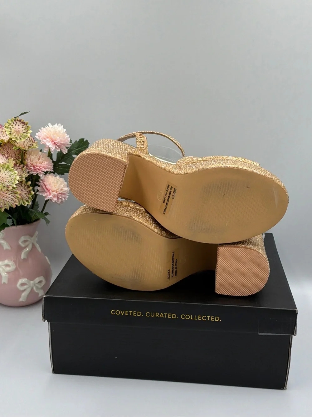 Lulu's Gold Braided Platform Sandals with Ankle Buckle